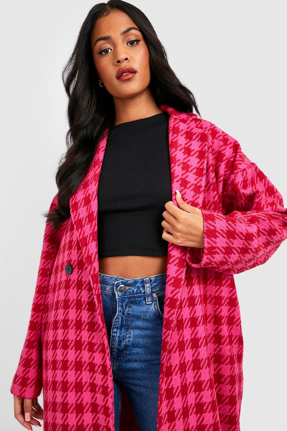 Pink hotsell houndstooth coat